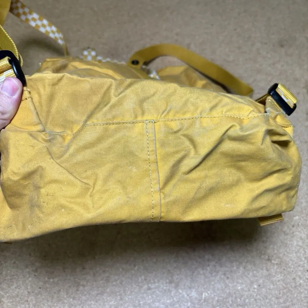 Fjallraven Kanken Backpack Yellow Distressed Worn Classic Bag
